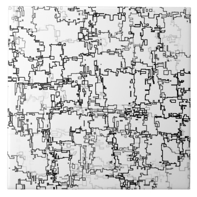 Schwarz-Weiß-Abstraktes Muster Fliese (Vorderseite)