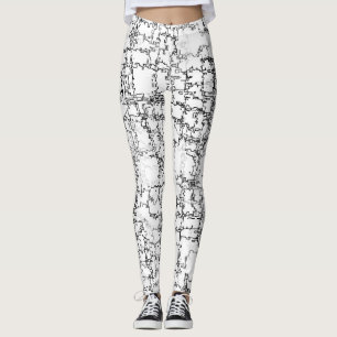 Schwarz-Weiß-Abstraktes Muster Leggings