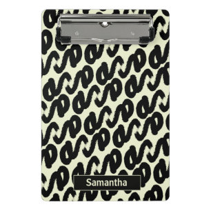 schwarz-weiß abstraktes Muster-Monogramm Mini Klemmbrett
