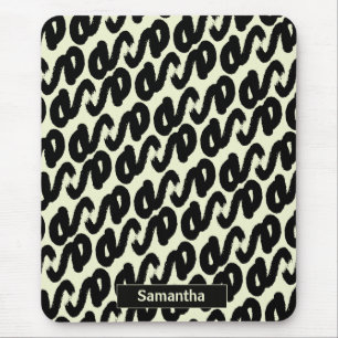 schwarz-weiß abstraktes Muster-Monogramm Mousepad