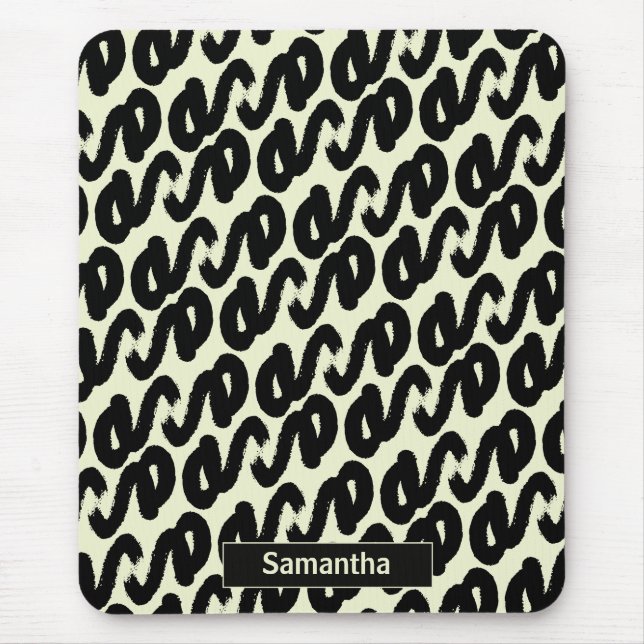 schwarz-weiß abstraktes Muster-Monogramm  Mousepad (Vorne)