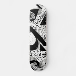 Schwarz-Weiß-Abstraktes Muster Skateboard
