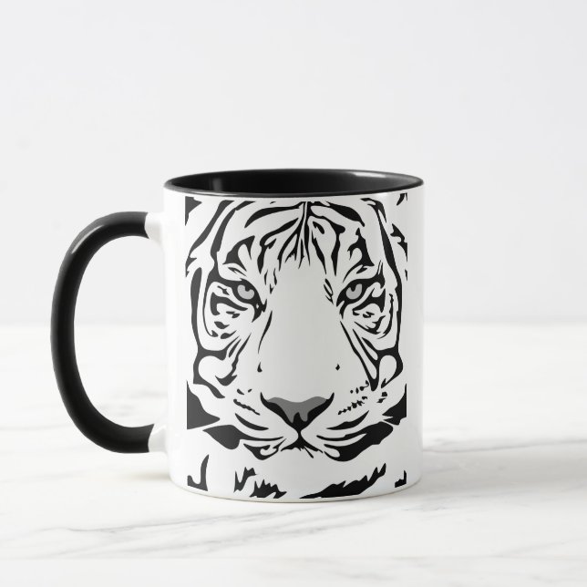Schwarz-Weiß-Abstraktes Tigerfeld Tasse (Links)