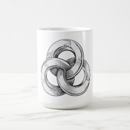 Schwarz-weiß-Abstraktion von drei miteinander verb Kaffeetasse