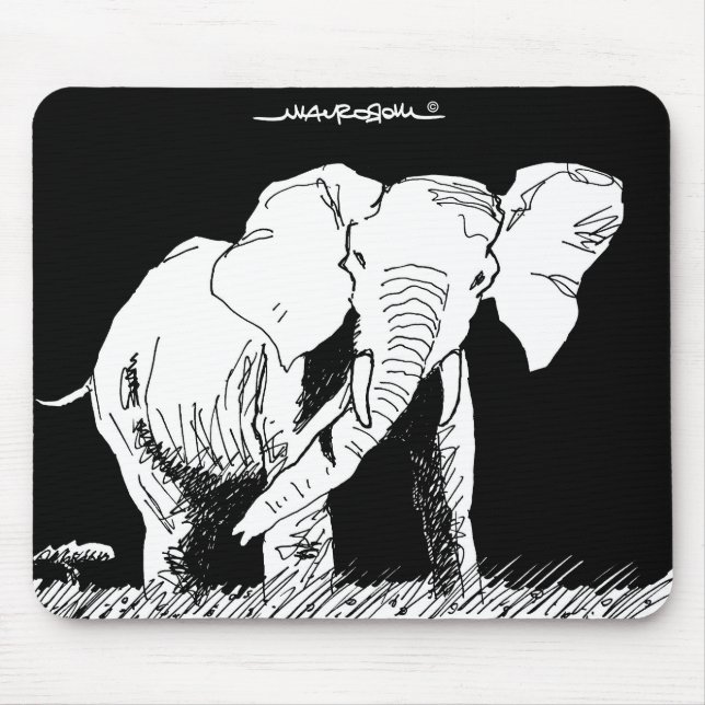 Schwarz-Weiß-Afrikanischer Elefant in Gabun Mousepad (Vorne)