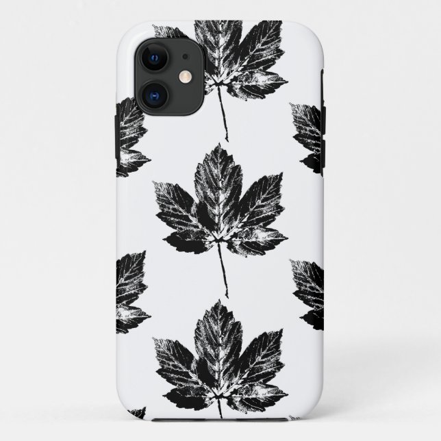 Schwarz-Weiß-Ahornleaf-Druck Case-Mate iPhone Hülle (Rückseite)