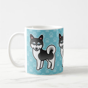Schwarz-Weiß-Alaskan Klee Kai Dog-Illustration Tasse