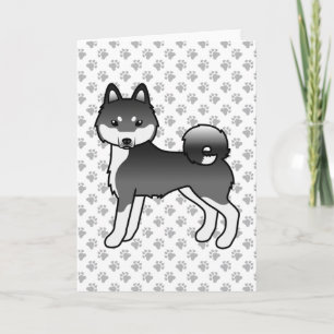 Schwarz-Weiß Alaskan Klee Kai Niedlich Cartoon Hun Karte
