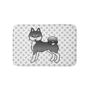 Schwarz-Weiß Alaskan Klee Kai Niedlicher Cartoon D Badematte