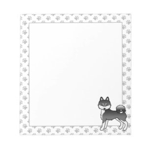 Schwarz-Weiß Alaskan Klee Kai Niedlicher Cartoon D Notizblock