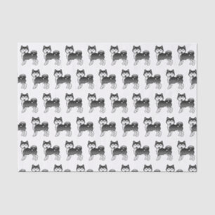 Schwarz-Weiß-Alaskan-Malamute-Niedliches Hundemust Seidenpapier