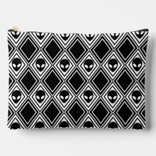 Schwarz-Weiß-Alien-Argyle-Muster Zubehörtasche
