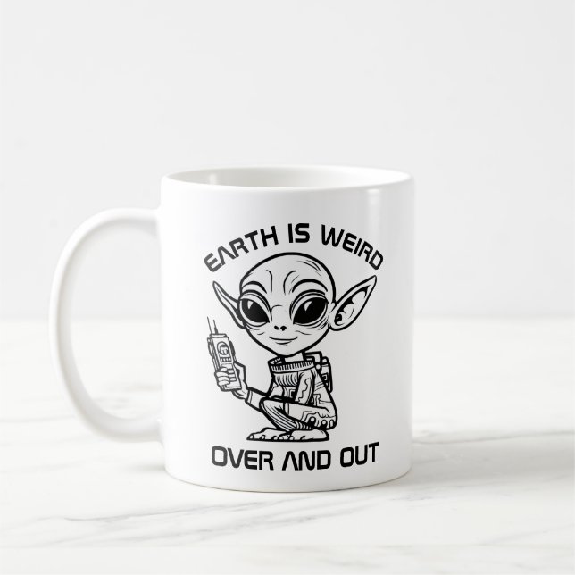 Schwarz-Weiß-Alien Kaffeetasse (Links)