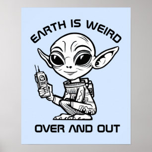 Schwarz-Weiß-Alien Poster