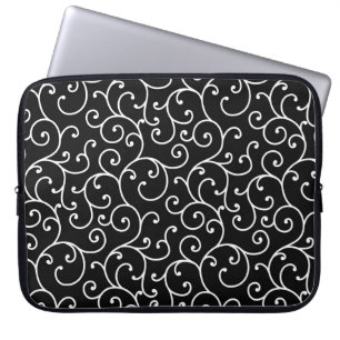 Schwarz-Weiß-Allover nahtlos scrollen-designpatche Laptopschutzhülle