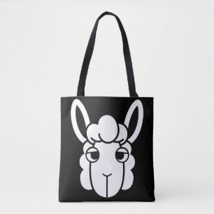Schwarz-Weiß-Alpaca Kopf-Tote-Beutel von Wighi