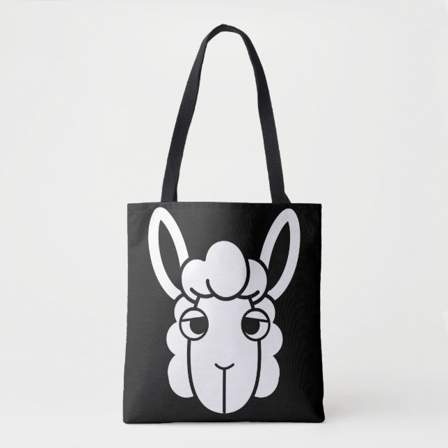 Schwarz-Weiß-Alpaca Kopf-Tote-Beutel von Wighi (Vorderseite)