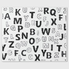 Schwarz-Weiß-Alphabet-Muster-Wrap-Papier Geschenkpapier
