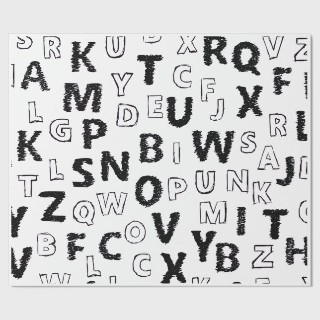 Schwarz-Weiß-Alphabet-Muster-Wrap-Papier Geschenkpapier (Flach)