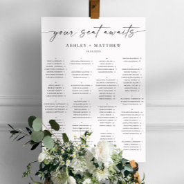 Schwarz-Weiß-Alphabetische Hochzeitstabelle Poster