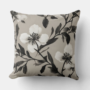 Schwarz-Weiß alte Floralmuster  Kissen