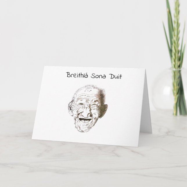 Schwarz-Weiß-alter Mann mit irischem Geburtstag Karte (Vorderseite)