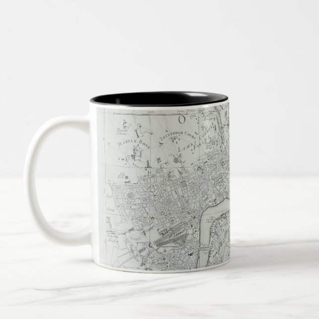 Schwarz-Weiß-Altstadt - Stadtkarte Zweifarbige Tasse (Links)