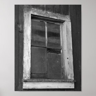 Schwarz-Weiß-Altstall-Fenster Poster