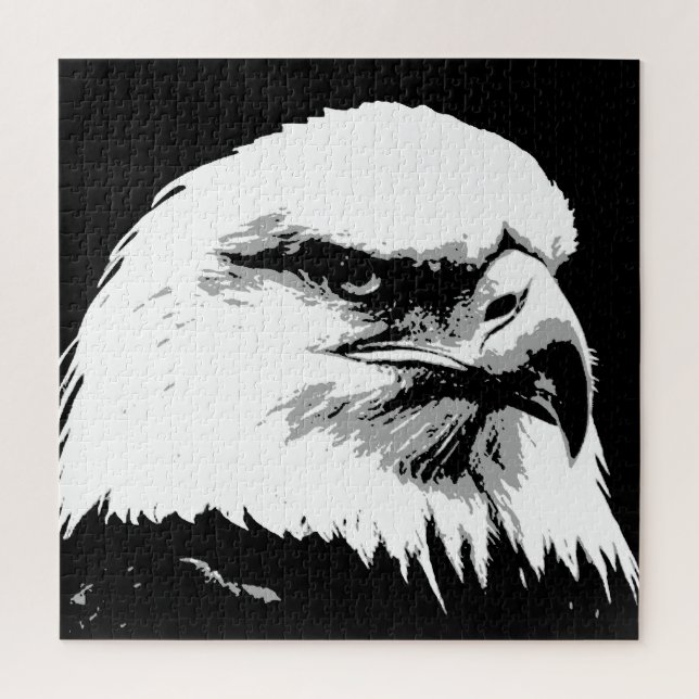 Schwarz-weiß American Bald Eagle Pop Art Puzzle (Vertikal)