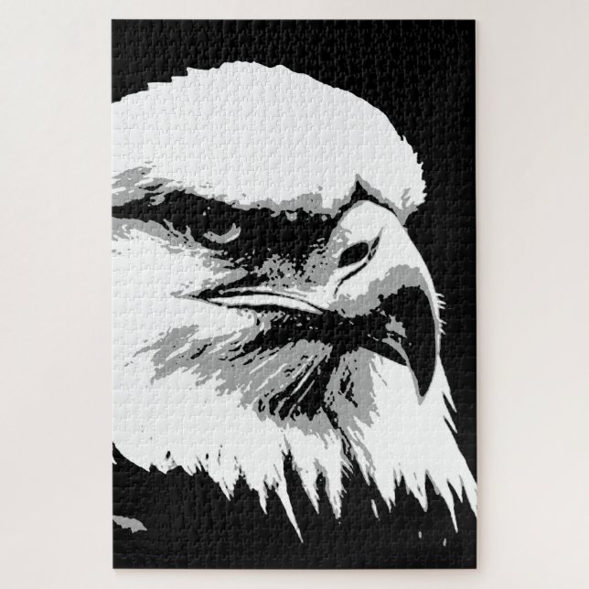 Schwarz-weiß American Bald Eagle Pop Art Puzzle (Vertikal)