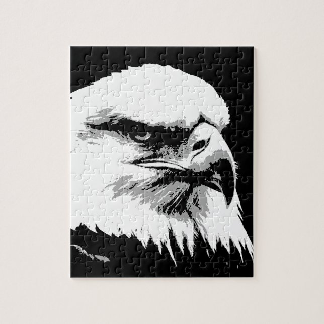 Schwarz-weiß American Bald Eagle Pop Art Puzzle (Vertikal)