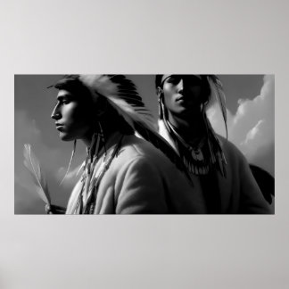 Schwarz-Weiß-Amerikanische Ureinwohner 2 Männer Mo Poster