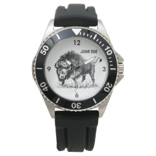 Schwarz-Weiß-amerikanisches Buffalo Armbanduhr