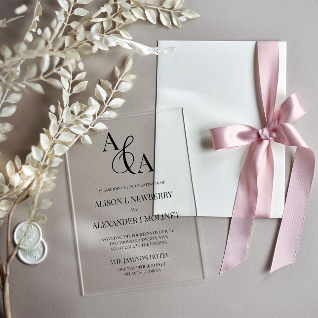 Schwarz-Weiß-Ampere und Moderne Hochzeitseinladung Acryleinladungen (Von Creator hochgeladen)