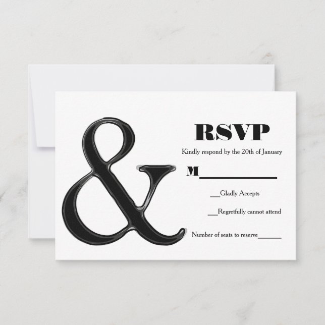 Schwarz-Weiß-Ampere und Moderner Chic Wedding RSVP (Vorderseite)