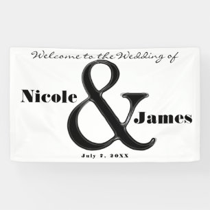 Schwarz-Weiß Ampersand Personalisierte Hochzeit Banner