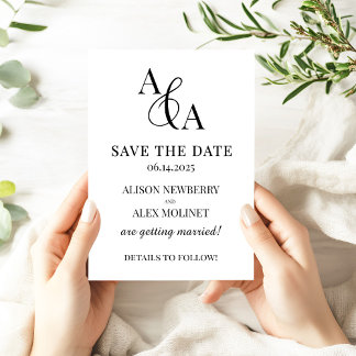 Schwarz-Weiß-Ampersand Save the Date Einladung