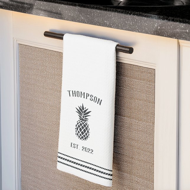 Schwarz-Weiß-Ananas Personalisiert Geschirrtuch (Von Creator hochgeladen)