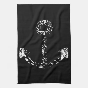 Schwarz-Weiß Anchor Kunst und Kunst Handtuch
