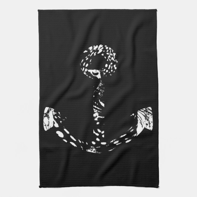 Schwarz-Weiß Anchor Kunst und Kunst Handtuch (Vertikal)