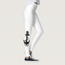 Schwarz-Weiß-ANCHOR mit Seil | Leggings