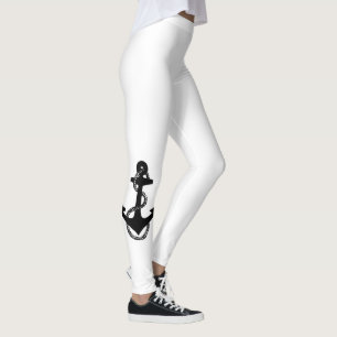 Schwarz-Weiß-ANCHOR mit Seil Leggings
