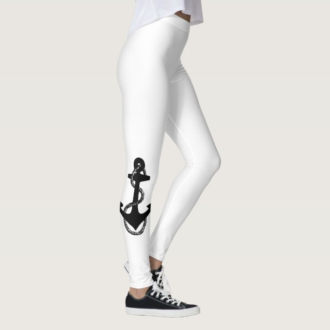 Schwarz-Weiß-ANCHOR mit Seil | Leggings (Rechts)