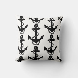 Schwarz-Weiß-ANCHOR-Muster   Kissen