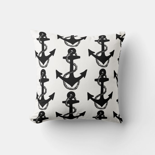 Schwarz-Weiß-ANCHOR-Muster | Kissen (Vorderseite)