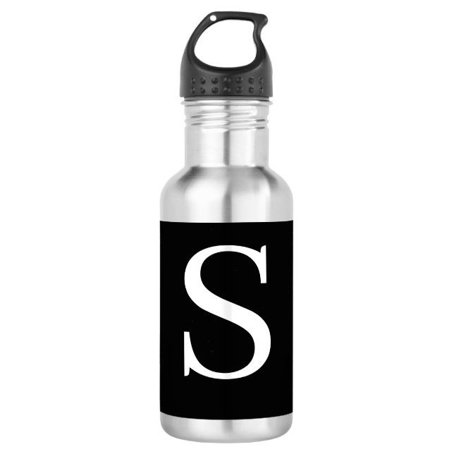 Schwarz-Weiß-Anfangsbuchstaben Mit Monogramm Schli Edelstahlflasche (Vorderseite)