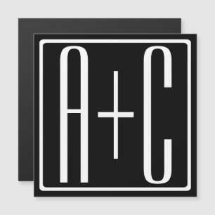 Schwarz & Weiß   Anfangsbuchstaben von Paaren Magneteinladung