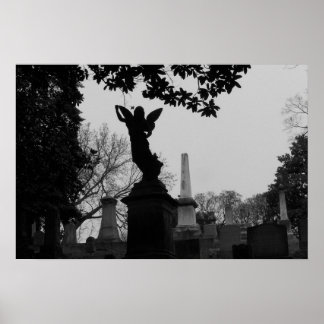 Schwarz-Weiß-Angel-Statue Poster