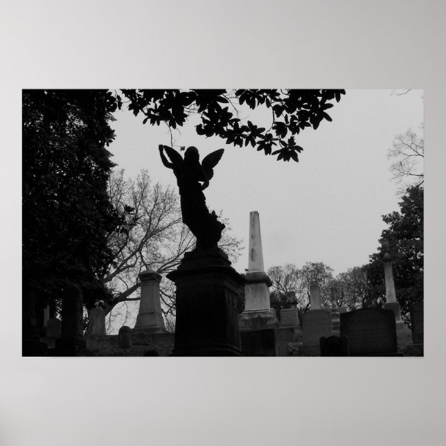 Schwarz-Weiß-Angel-Statue Poster (Vorne)