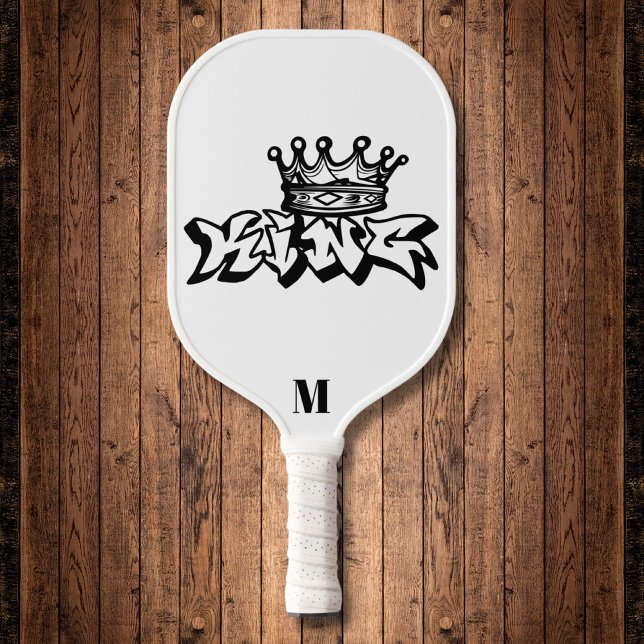 Schwarz-Weiß-Anime-King-Moderne Monogram Pickleball Schläger (Von Creator hochgeladen)